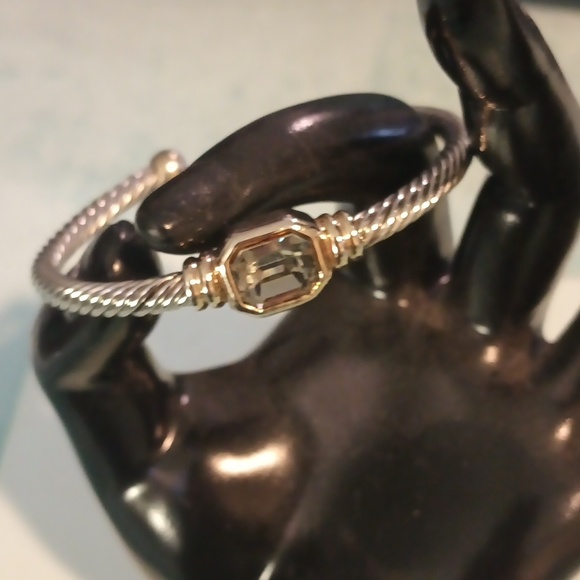 Jewelry - Designer inspired twisted cuff bracelet with a smokey quartz